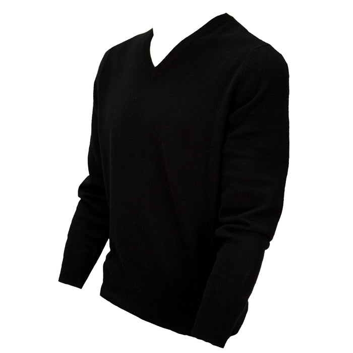 Men's Dunedin Cashmere 100% Cashmere V-Neck Sweater Black