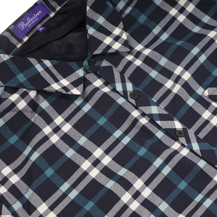 Men's Plaid Velour Lined Check Shirt Navy Check