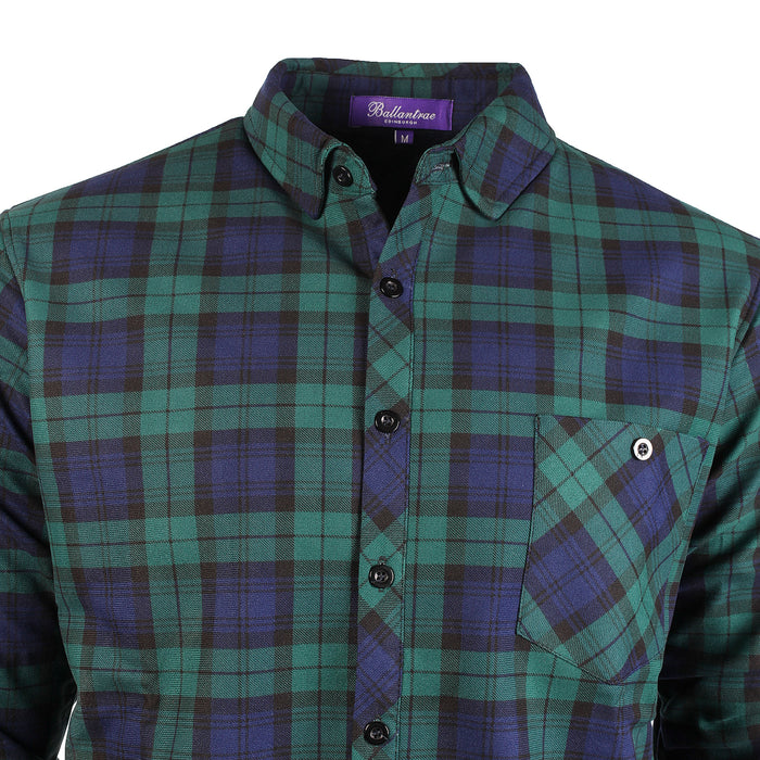 Men's Plaid Velour Lined Check Shirt Navy Check