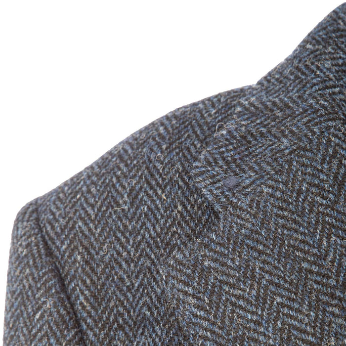 Women's Harris Tweed Eilean Coat  Blue Herringbone