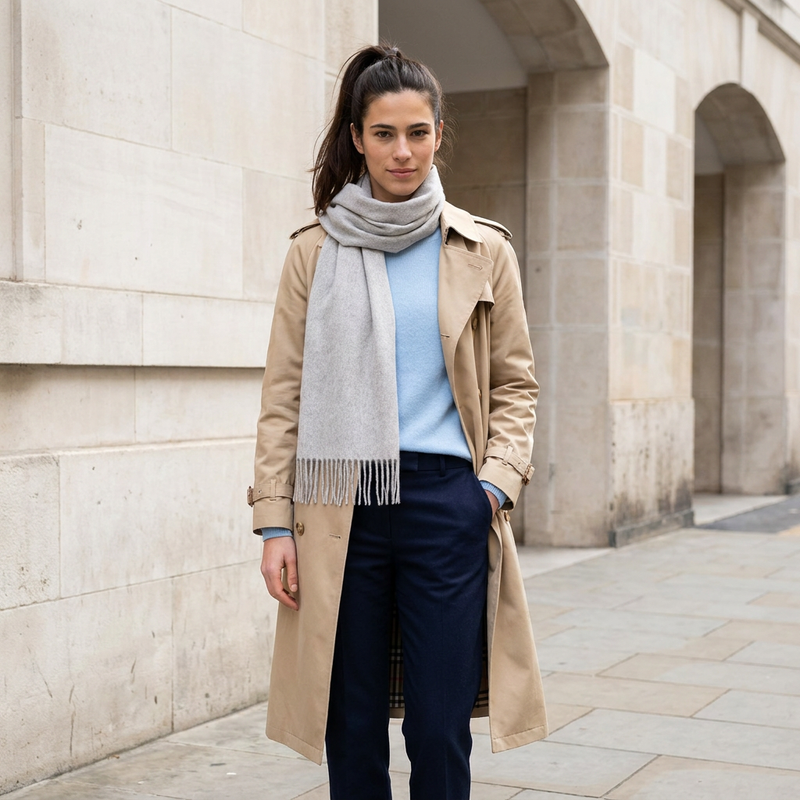 Edinburgh Cashmere Premium Lightweight Scarf - Soft Luxury Wrap - Oyster Grey