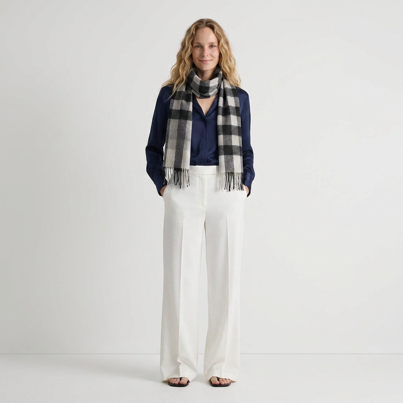 Edinburgh Cashmere Premium Lightweight Scarf - Soft Luxury Wrap - Bannockbane Silver