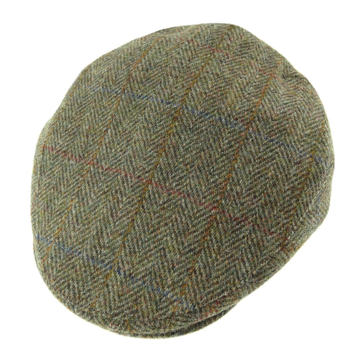 Harris Tweed County Cap Green Heringbone