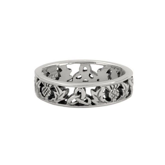 Scottish Thistle Ring With Trinity Knot N/A