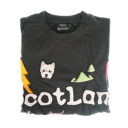 Adults 3D Puff Scotland Cow & Nessie T-Shirt Charcoal - Heritage Of Scotland - XS