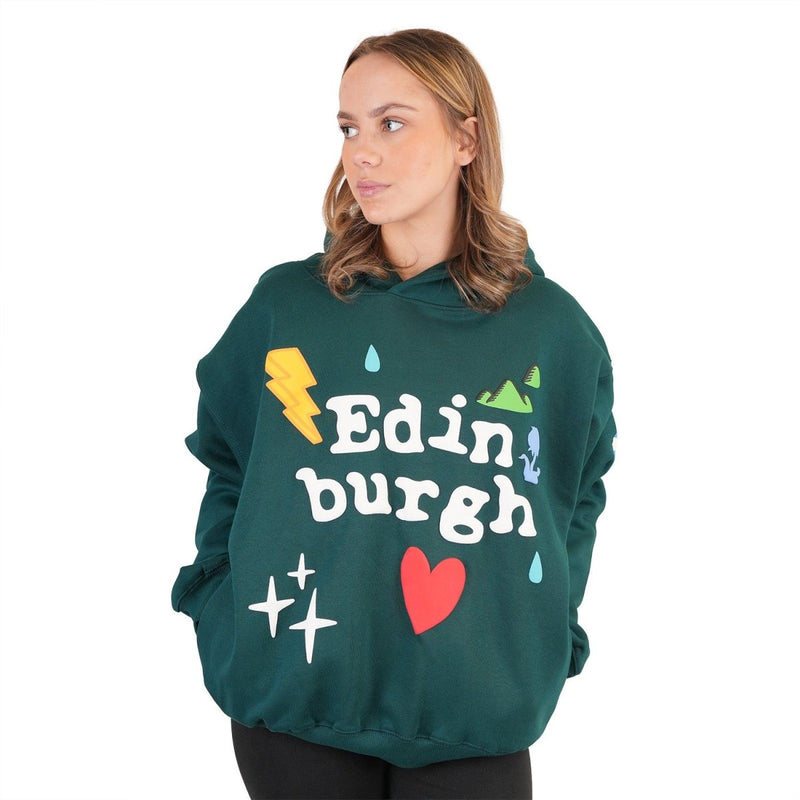 Adults Edinburgh 3D Puff Print Hoodie – Teal - Heritage Of Scotland - XS
