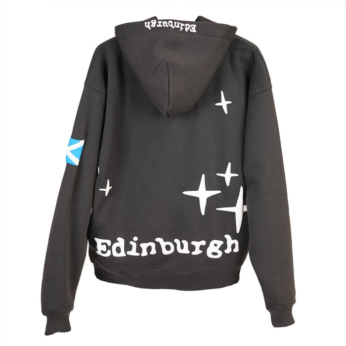Adults Edinburgh 3D Puff Printed Hooded Top Charcoal - Heritage Of Scotland - CHARCOAL