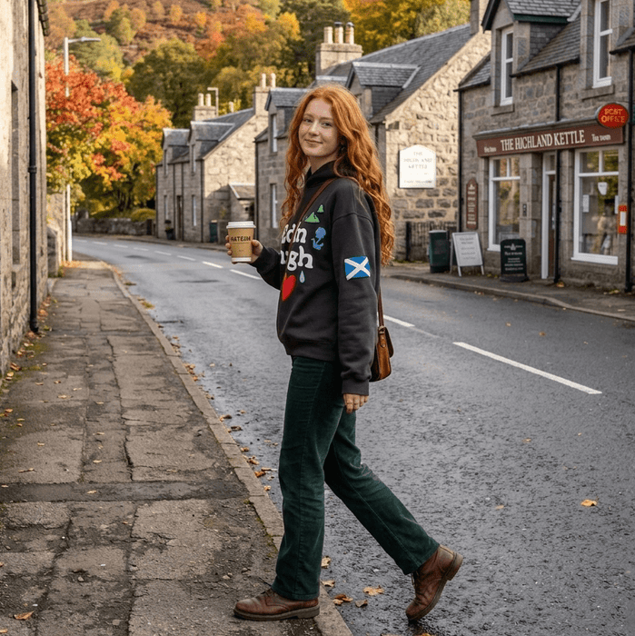 Adults Edinburgh 3D Puff Printed Hooded Top Charcoal - Heritage Of Scotland - CHARCOAL