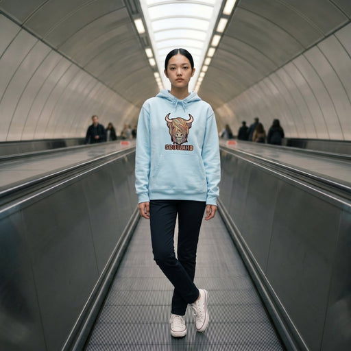 Adults Pastel Highland Cow Hooded Top Aqua - Heritage Of Scotland - AQUA