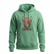 Adults Pastel Highland Cow Hooded Top Green - Heritage Of Scotland - GREEN
