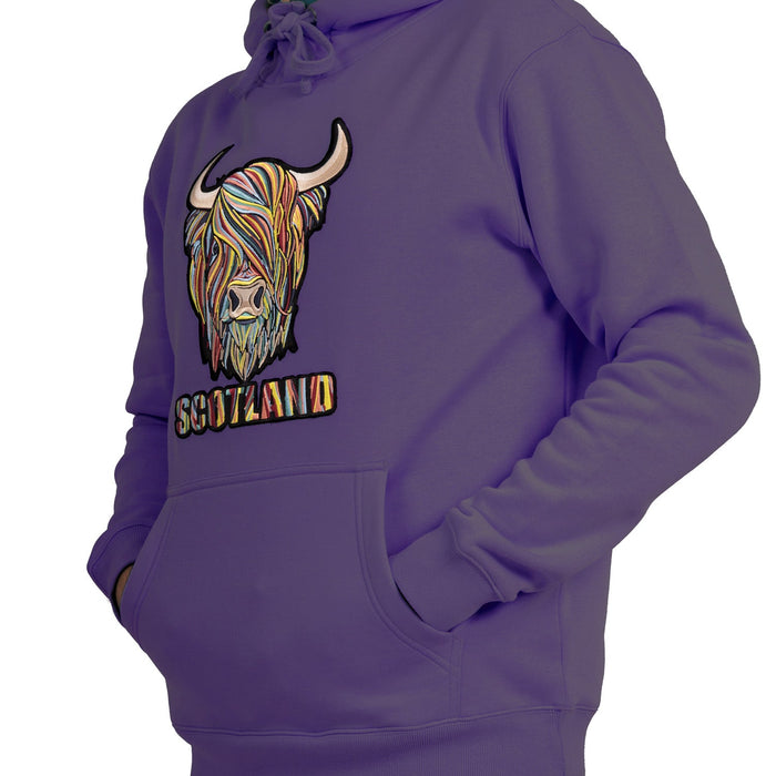 Adults Pastel Highland Cow Hooded Top Purple - Heritage Of Scotland - PURPLE