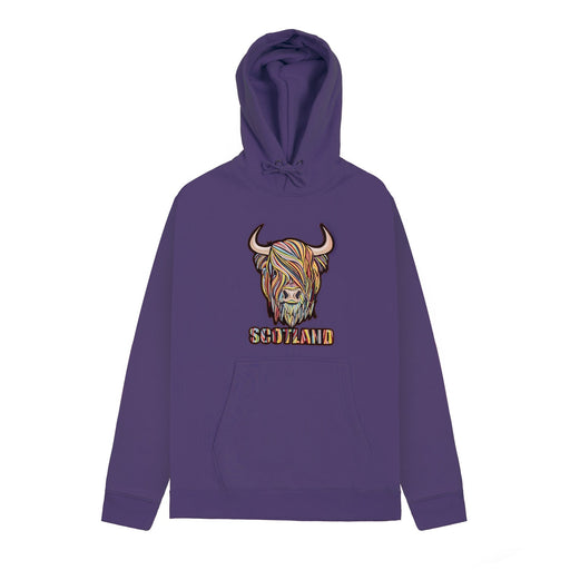 Adults Pastel Highland Cow Hooded Top Purple - Heritage Of Scotland - PURPLE