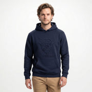 Adults Scotland Highland Cow Embossed Hoodie - Heritage Of Scotland - NAVY / S