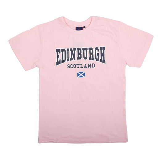 Adults Tshirt Edinburgh/ Scotland / Flag Baby Pink - Heritage Of Scotland - BABY PINK