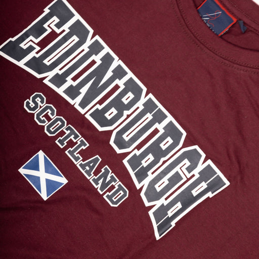 Adults Tshirt Edinburgh/ Scotland / Flag Maroon - Heritage Of Scotland - MAROON