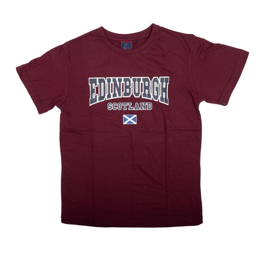 Adults Tshirt Edinburgh/ Scotland / Flag Maroon - Heritage Of Scotland - MAROON
