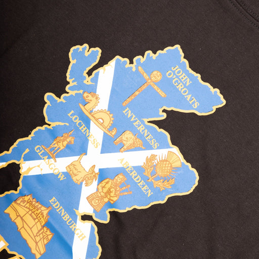 Adults Tshirt Scotland Map Black - Heritage Of Scotland - BLACK