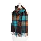 Alex Begg 100% Cashmere Woven Scarf Tartan and Checks - Made in Scotland - BUCHANAN TEAL - Heritage Of Scotland -