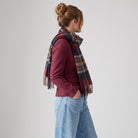 Alex Begg 100% Cashmere Woven Scarf Tartan and Checks - Made in Scotland - EXPLODED BRUCE NAVY - Heritage Of Scotland -
