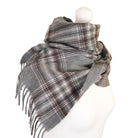 Alex Begg 100% Cashmere Woven Scarf Tartan and Checks - Made in Scotland - GREY LILAC - Heritage Of Scotland -