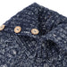 Aran Cable Button Rib Polo Poncho - Heritage Of Scotland - NAVY