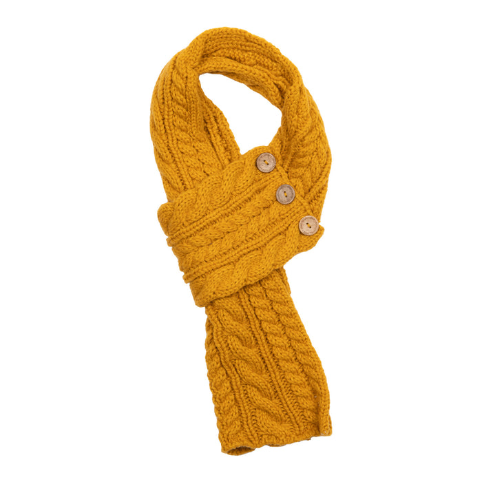 Aran Cable Button Wrap Scarf - Heritage Of Scotland - AMBER