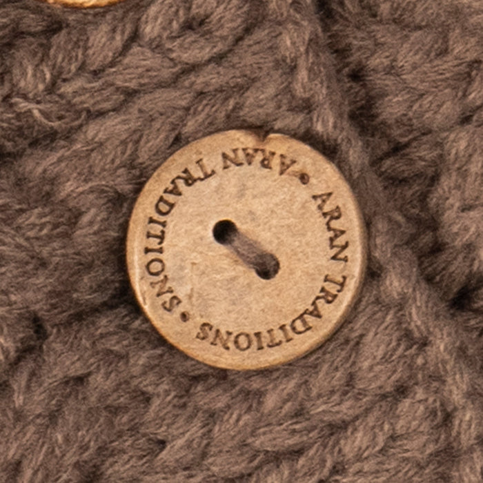 Aran Cable Button Wrap Scarf - Heritage Of Scotland - MUSHROOM