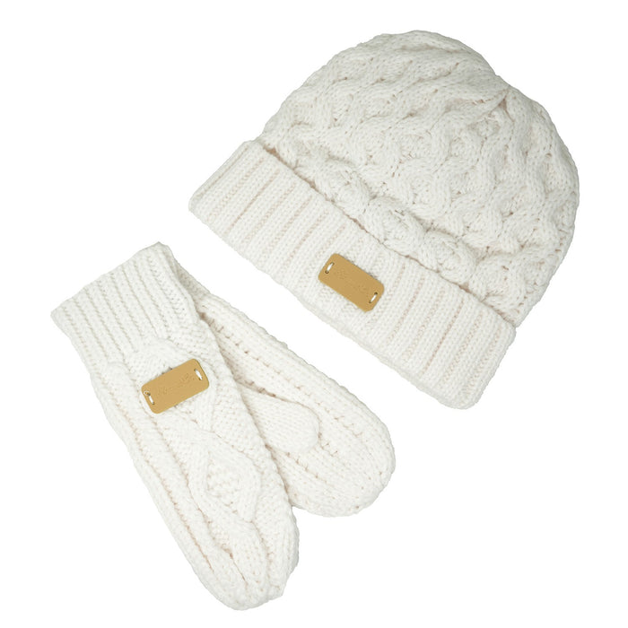 Aran Ladies Knitted 2 - Finger Mittens - Heritage Of Scotland - Cream