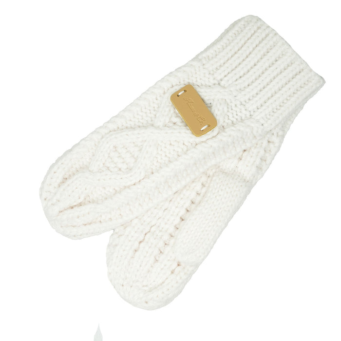 Aran Ladies Knitted 2 - Finger Mittens - Heritage Of Scotland - Cream