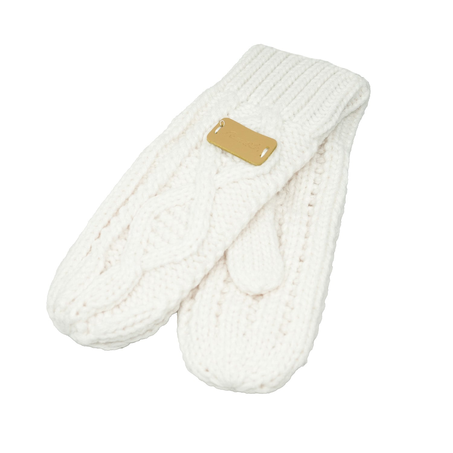 Aran Ladies Knitted 2 - Finger Mittens - Heritage Of Scotland - Cream