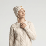 Aran Ladies Knitted Hat - Cream - Heritage Of Scotland - 