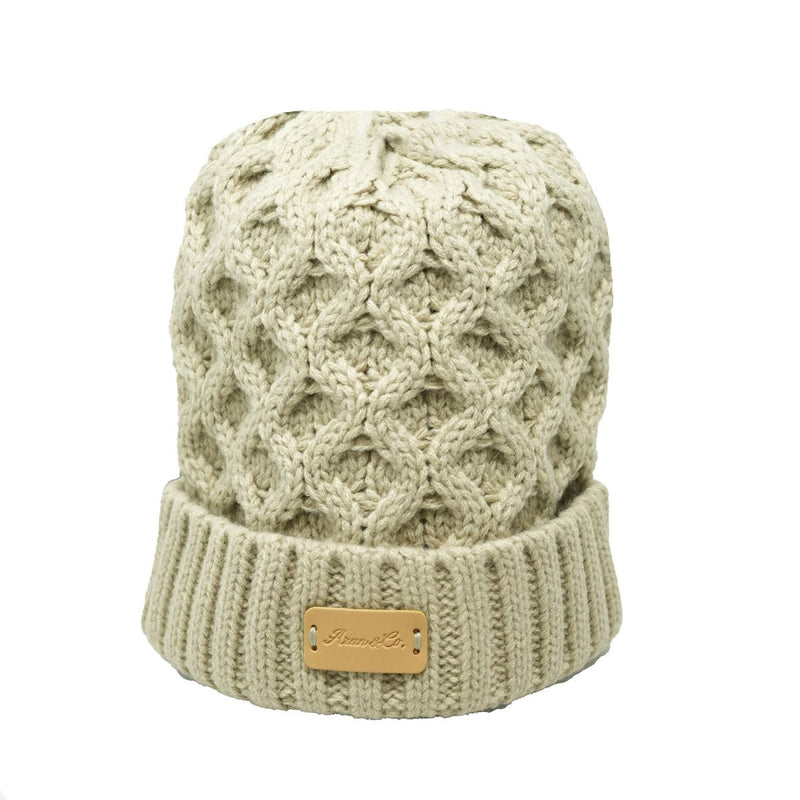 Aran Ladies Knitted Hat - Khaki - Heritage Of Scotland - 