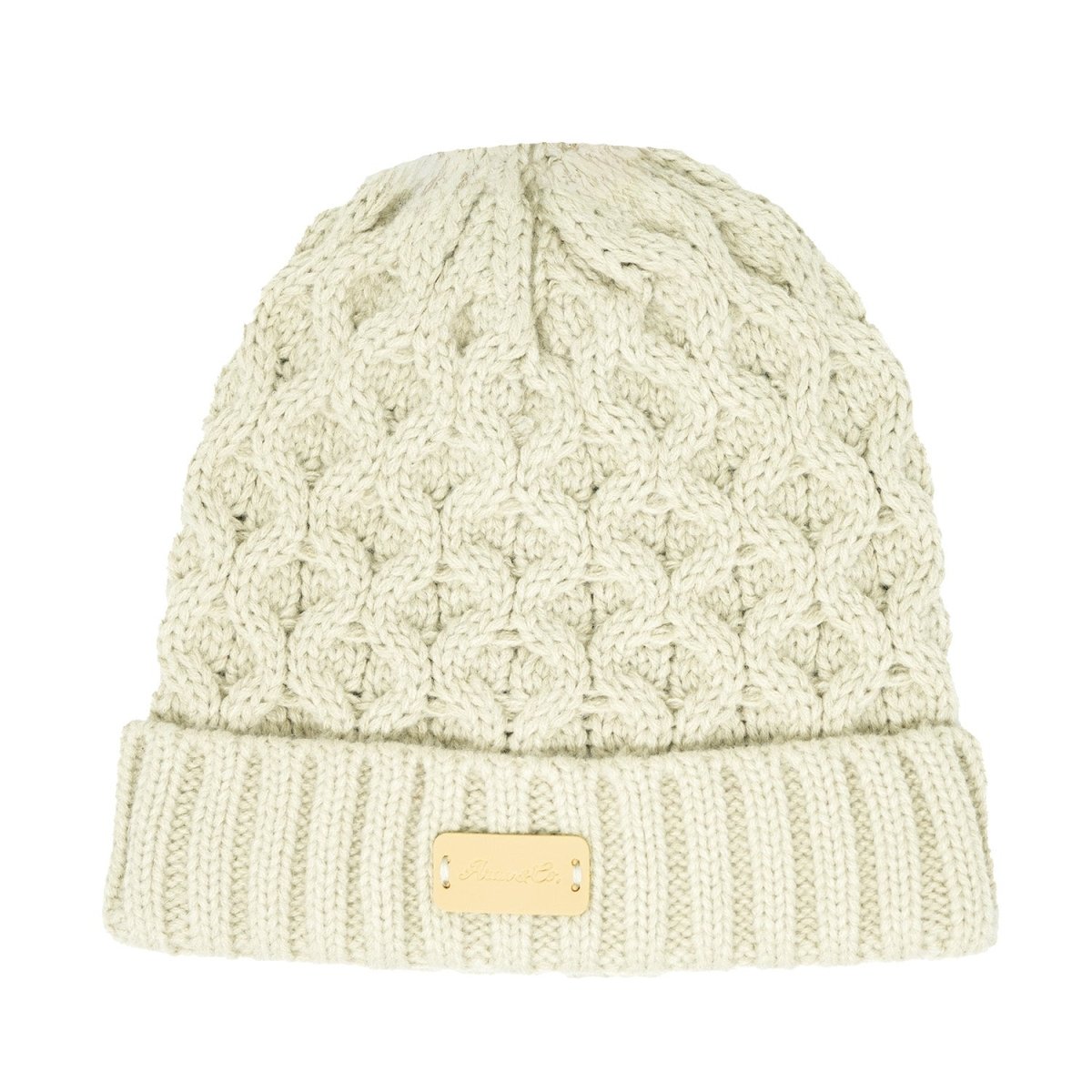 Aran Ladies Knitted Hat - Khaki - Heritage Of Scotland - 