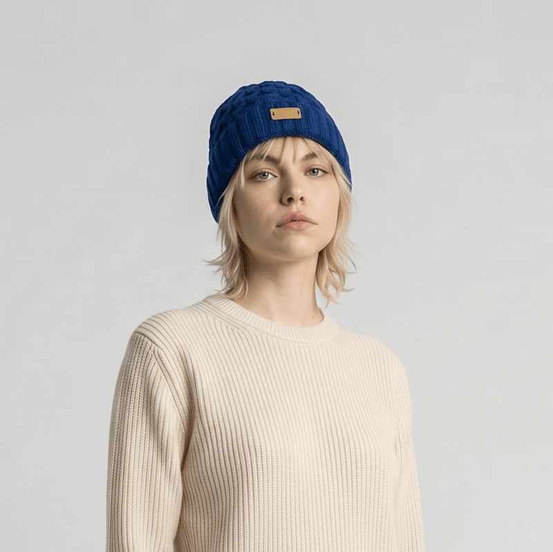 Aran Ladies Knitted Hat - Navy - Heritage Of Scotland - 