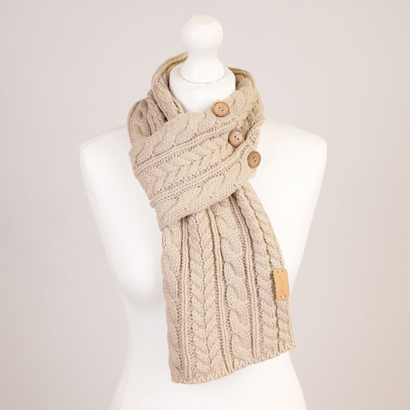 Aran Ladies Scarf - Khaki - Heritage Of Scotland -