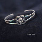 Art Pewter Birthstone Bangle - Silver Plated Pewter - Made in Scotland - April (Crystal) - Heritage Of Scotland -