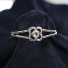 Art Pewter Birthstone Bangle - Silver Plated Pewter - Made in Scotland - April (Crystal) - Heritage Of Scotland -