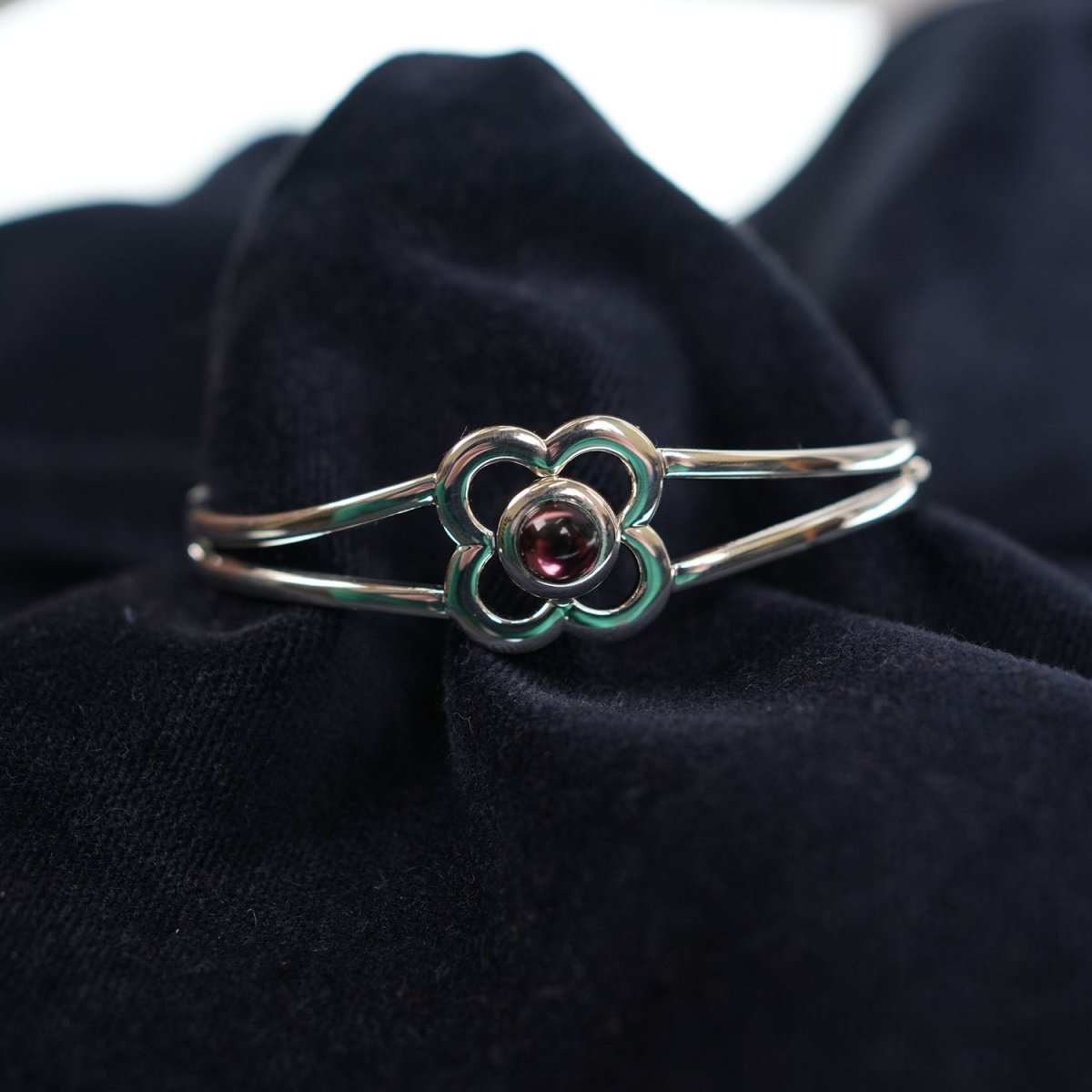 Art Pewter Birthstone Bangle - Silver Plated Pewter - Made in Scotland - February (Amethyst) - Heritage Of Scotland -