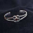 Art Pewter Birthstone Bangle - Silver Plated Pewter - Made in Scotland - January (Garnet) - Heritage Of Scotland -