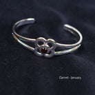 Art Pewter Birthstone Bangle - Silver Plated Pewter - Made in Scotland - January (Garnet) - Heritage Of Scotland -