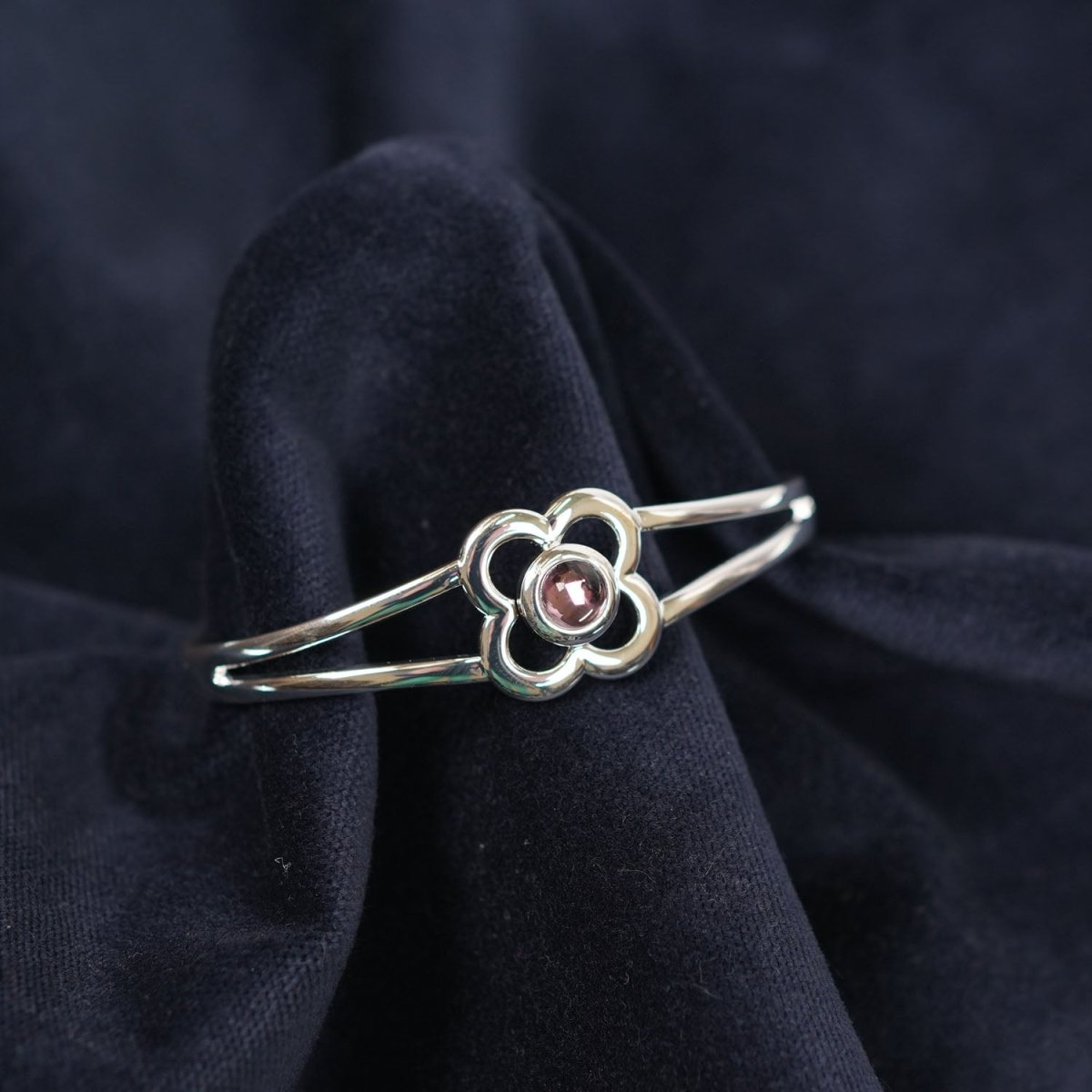 Art Pewter Birthstone Bangle - Silver Plated Pewter - Made in Scotland - June (Light Amethyst) - Heritage Of Scotland -