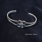 Art Pewter Birthstone Bangle - Silver Plated Pewter - Made in Scotland - March (Aquamarine) - Heritage Of Scotland -