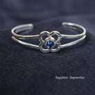 Art Pewter Birthstone Bangle - Silver Plated Pewter - Made in Scotland - September (Sapphire) - Heritage Of Scotland -