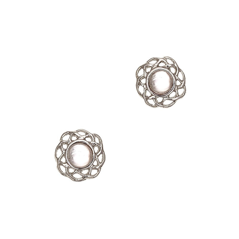 Art Pewter Celtic Birthstone Earrings - Silver Plated Pewter - Made in Scotland - Heritage Of Scotland - April (Crystal)