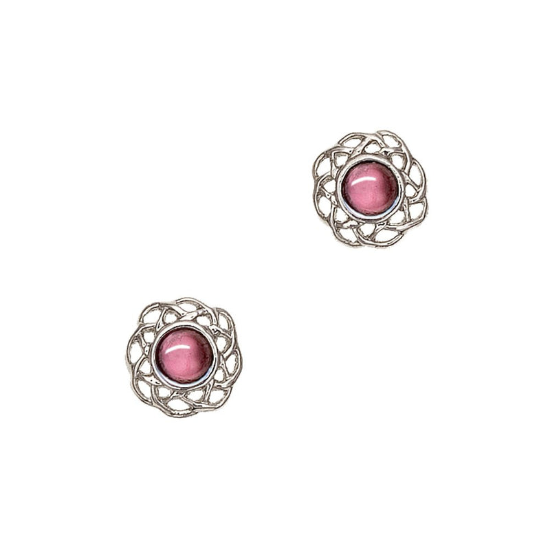 Art Pewter Celtic Birthstone Earrings - Silver Plated Pewter - Made in Scotland - Heritage Of Scotland - February (Amethyst)