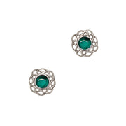 Art Pewter Celtic Birthstone Earrings - Silver Plated Pewter - Made in Scotland - Heritage Of Scotland - May (Emerald)