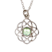 Art Pewter Celtic Birthstone Pendant – Silver - Plated Pewter, Made in Scotland - Heritage Of Scotland - August (Peridot)