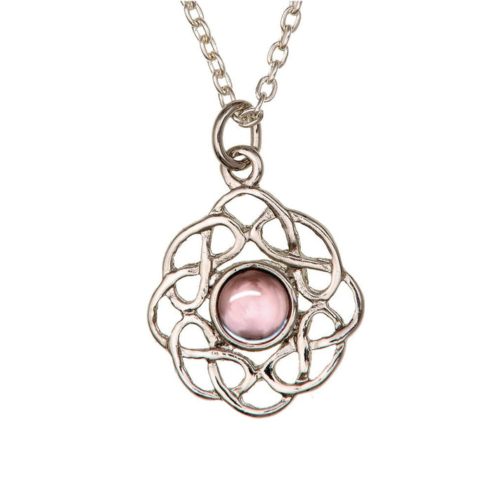 Art Pewter Celtic Birthstone Pendant – Silver - Plated Pewter, Made in Scotland - Heritage Of Scotland - June (Light Amethyst)