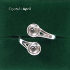 Art Pewter Celtic Birthstone Ring - Silver Plated Pewter - Made in Scotland - April (Crystal) - Heritage Of Scotland -