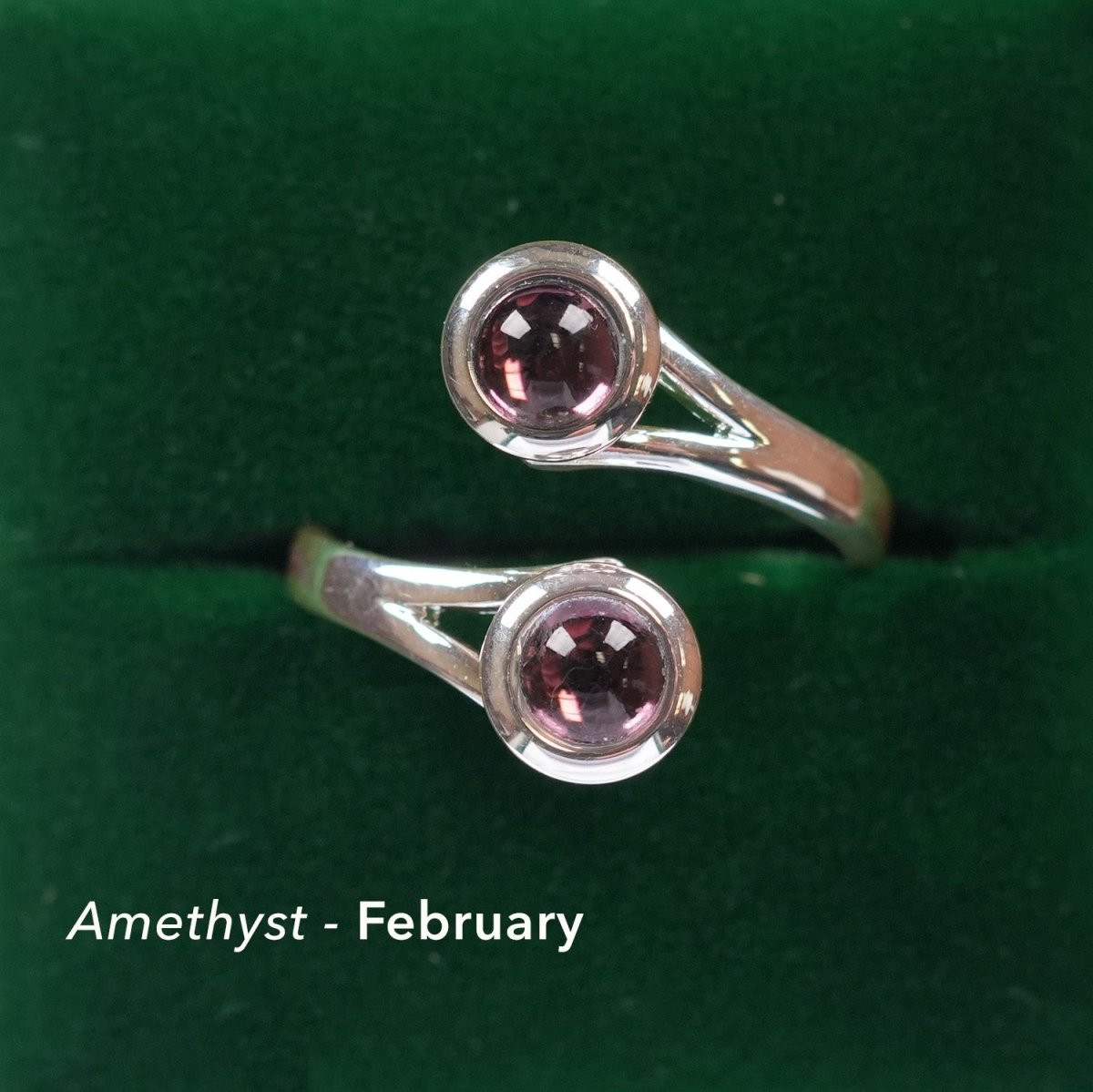 Art Pewter Celtic Birthstone Ring - Silver Plated Pewter - Made in Scotland - February (Amethyst) - Heritage Of Scotland -